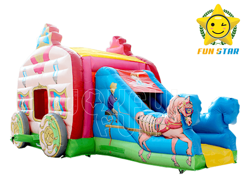 2018 Fantastic Pink Princess Carriage Inflatable Bouncer Combo with Slide
