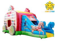 2018 Fantastic Pink Princess Carriage Inflatable Bouncer Combo with Slide